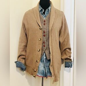 Men’s or Unisex Pendleton Tan Cardigan with suede elbow patches